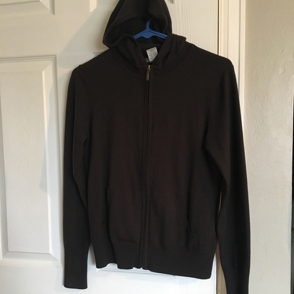 Brown hooded ZIP UP sweater - small - GUC